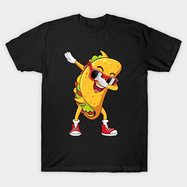 Dabbing Taco Cinco de Mayo Funny Men Boys Mexican Food Dab T-Shirt by Genie Designs